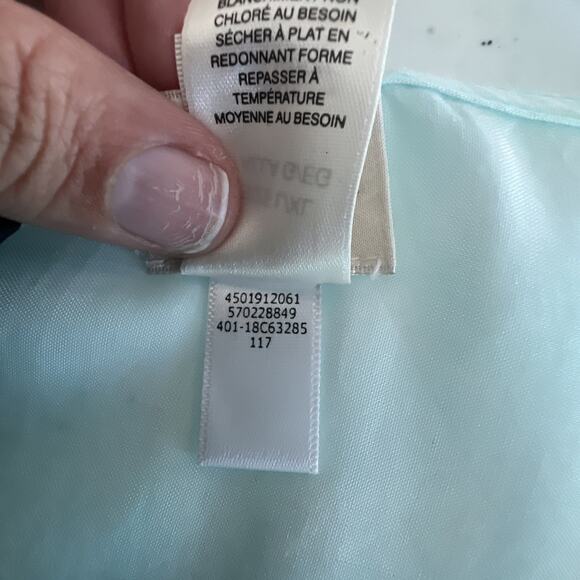 Chico's chicos kaftan top size L XL eyelet embroidered poncho blue ombre boho - Picture 10 of 12